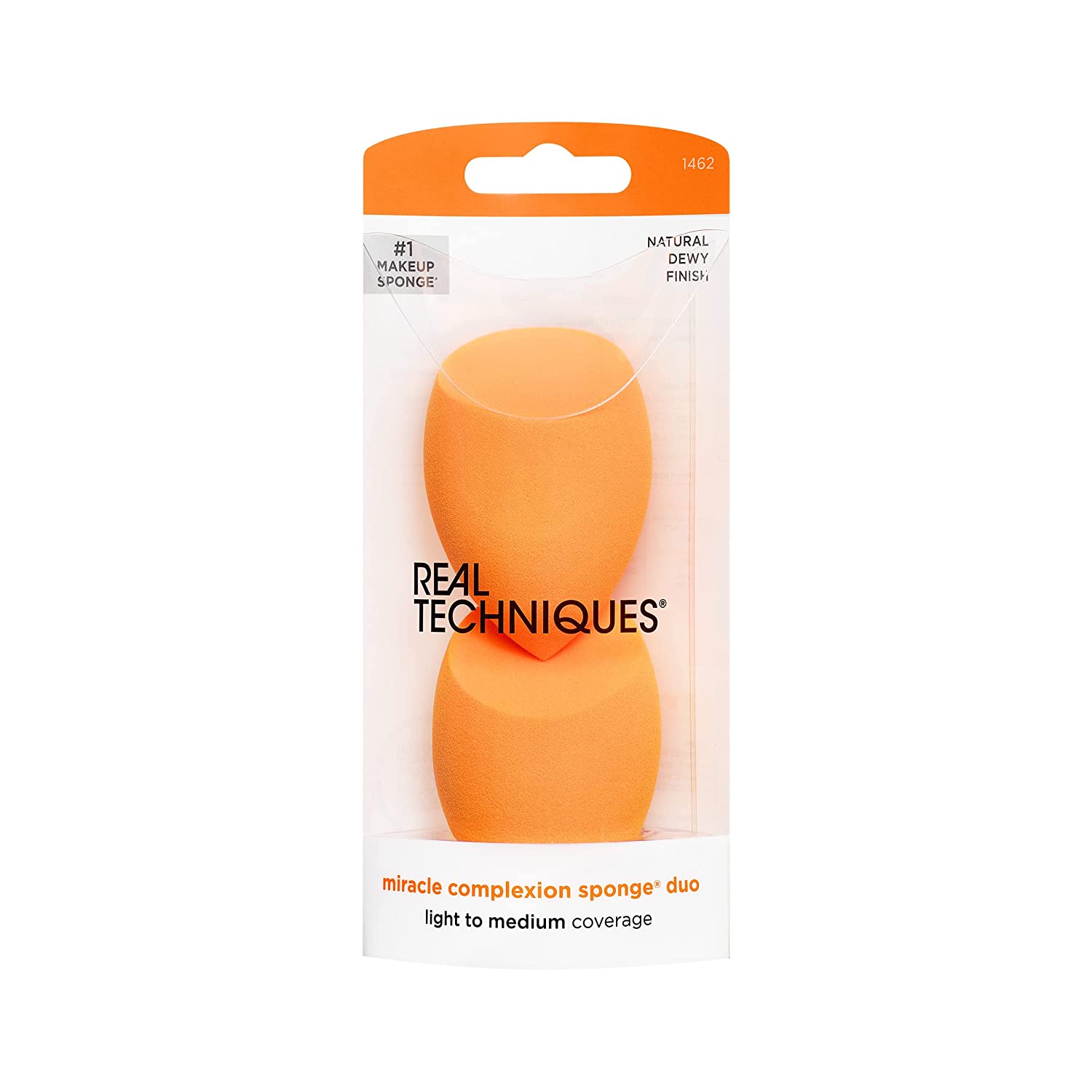 Real Techniques Miracle Complexion Sponge Duo, Makeup Blending Sponge, For Foundation, Offers Light To Medium Coverage, Natural, Dewy Makeup, Orange Sponge, Latex-Free Foam, 2 Count - Image 3
